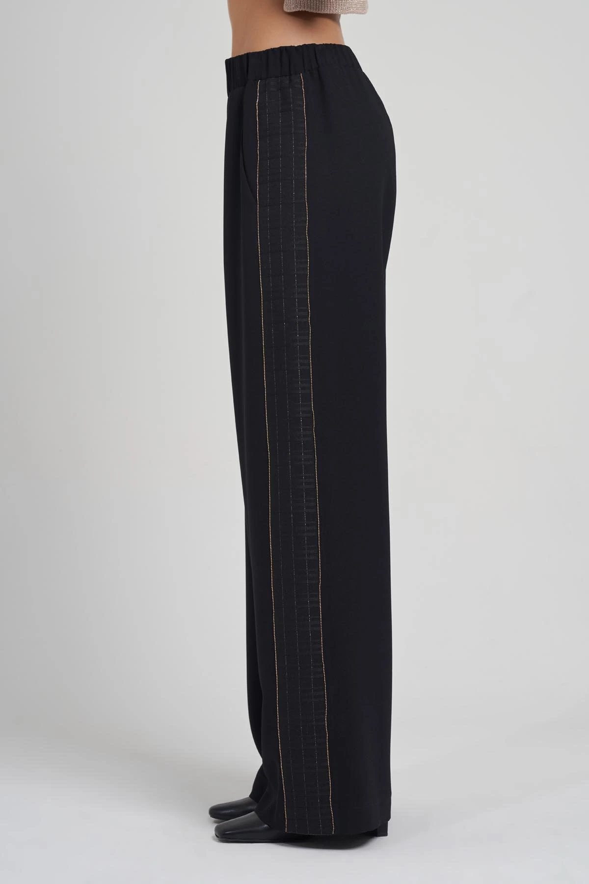 ŞERİT DETAYLI BELİ LASTİKLİ PANTOLON 