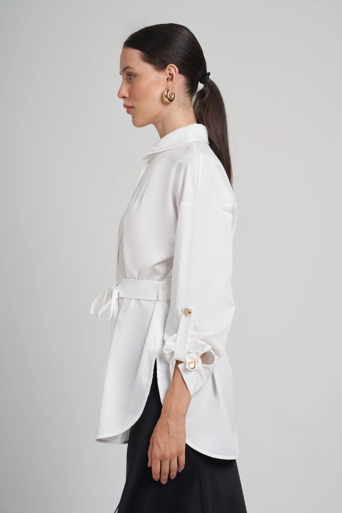 My 8 Design Kemer Detaylı Pamuklu Gömlek 