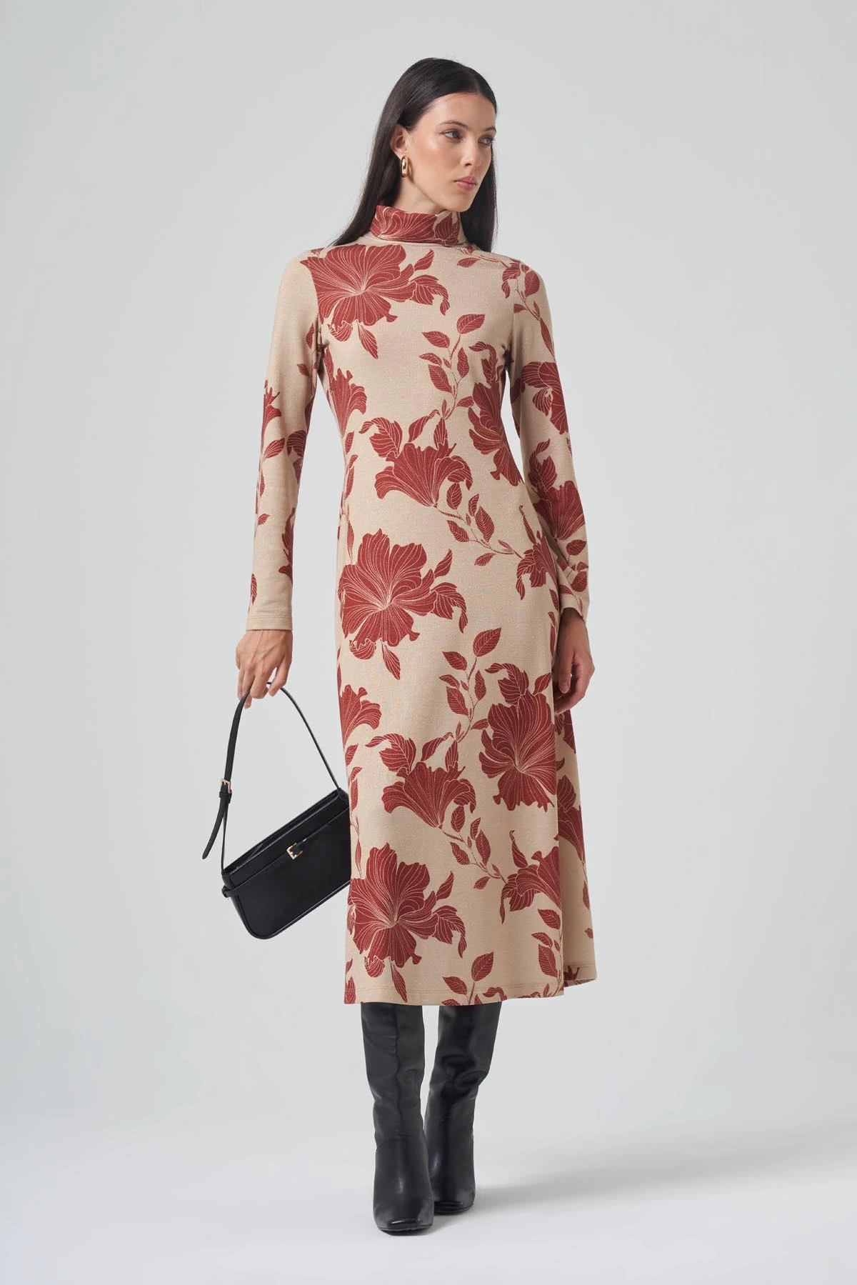 IŞILTI DETAYLI MAXİ BOY ÖRME ELBİSE 