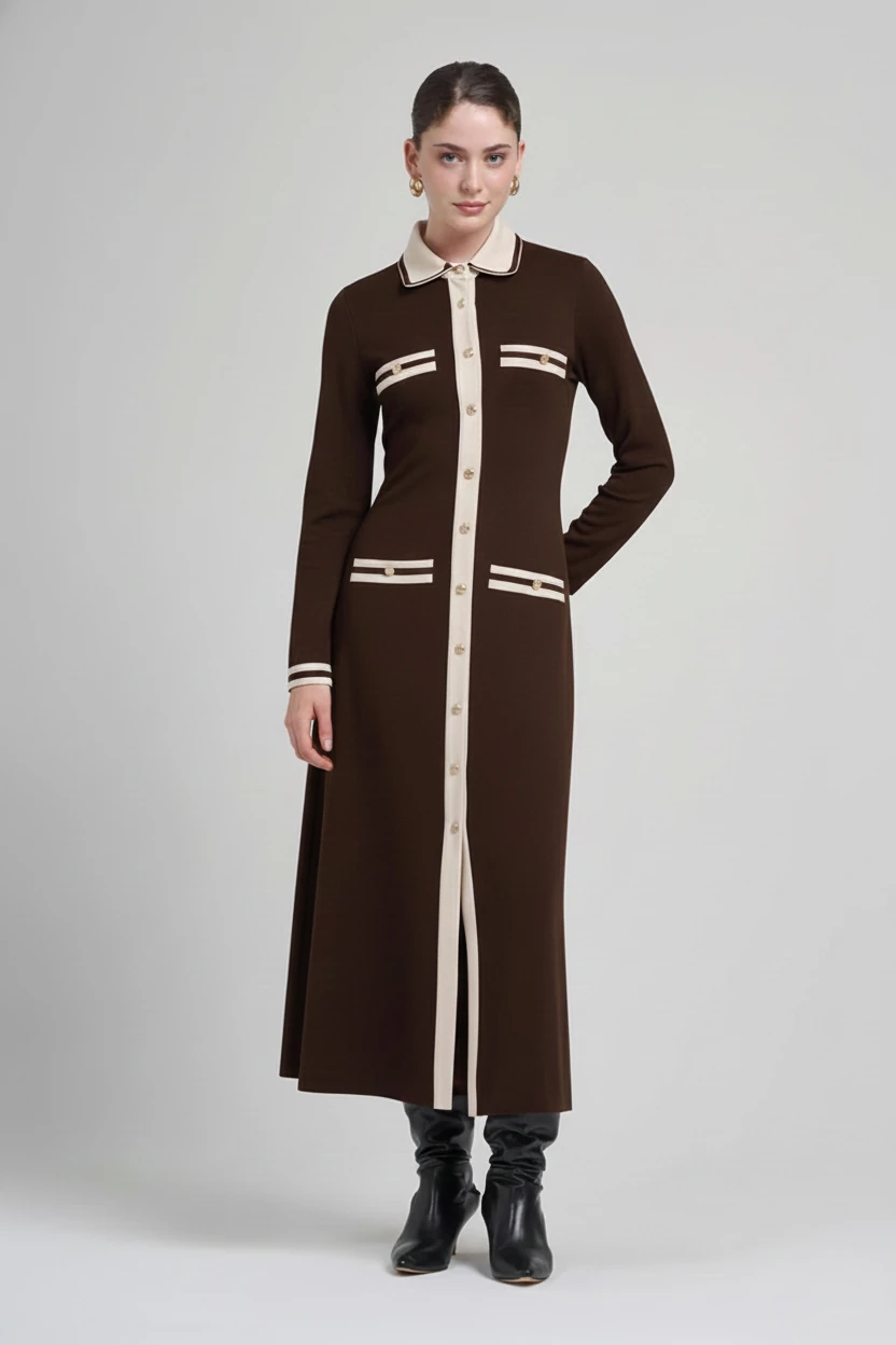 GARNİ VE AKSESUAR DETAYLI MODAL MAXİ BOY ELBİSE