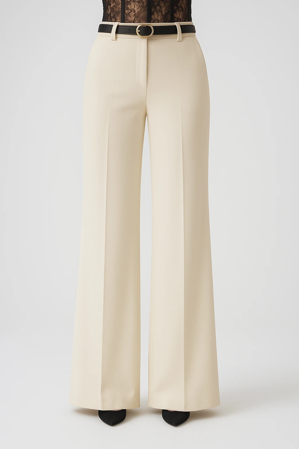 KEMER DETAYLI SATEN KLASİK PANTOLON 