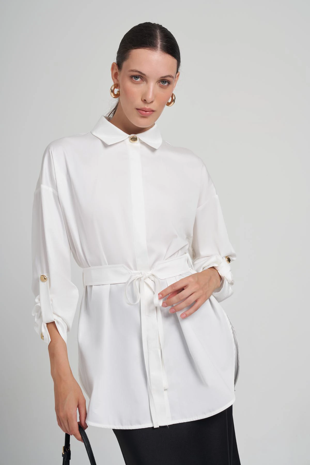 My 8 Design Kemer Detaylı Pamuklu Gömlek 