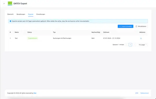 DATEV Export ekran görüntüsü 3