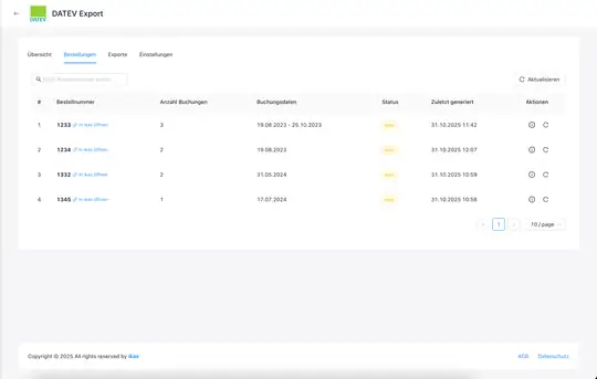 DATEV Export ekran görüntüsü 1