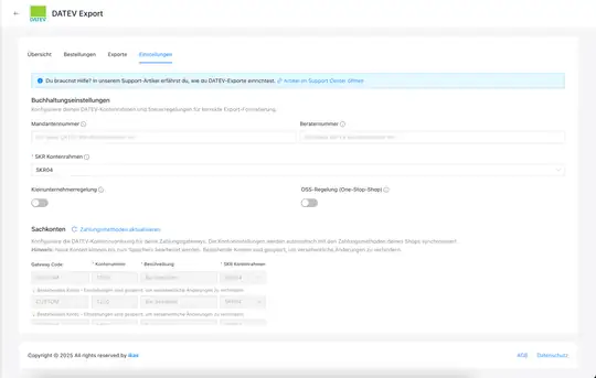 DATEV Export ekran görüntüsü 2