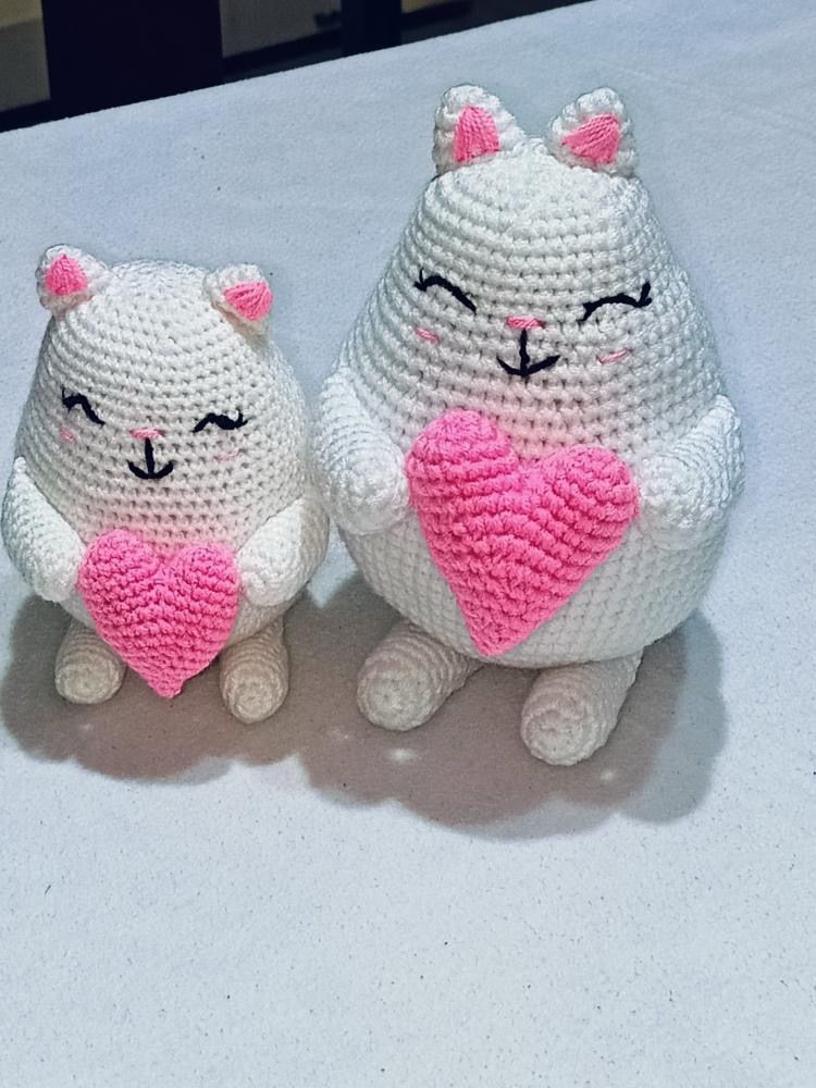 Amigurumi Kalp Kedi 2'li 