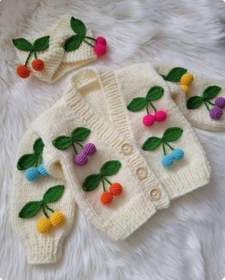 Renkli Kiraz Hırka Saç Bandı Set 