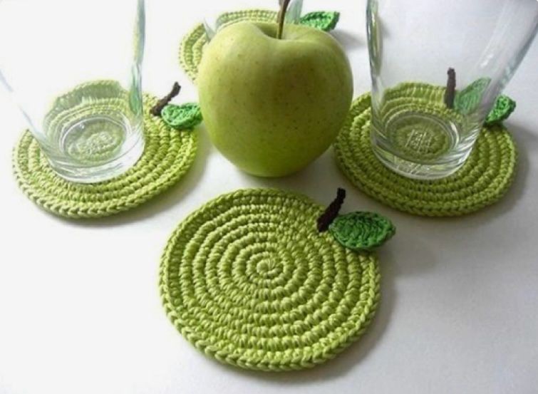 4lü Elma Bardak Altlığı Set 