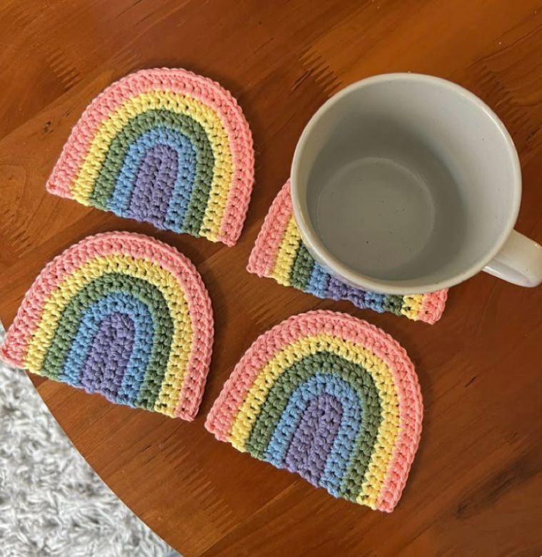 4lü Gökkuşağı Bardak Altlığı Set 
