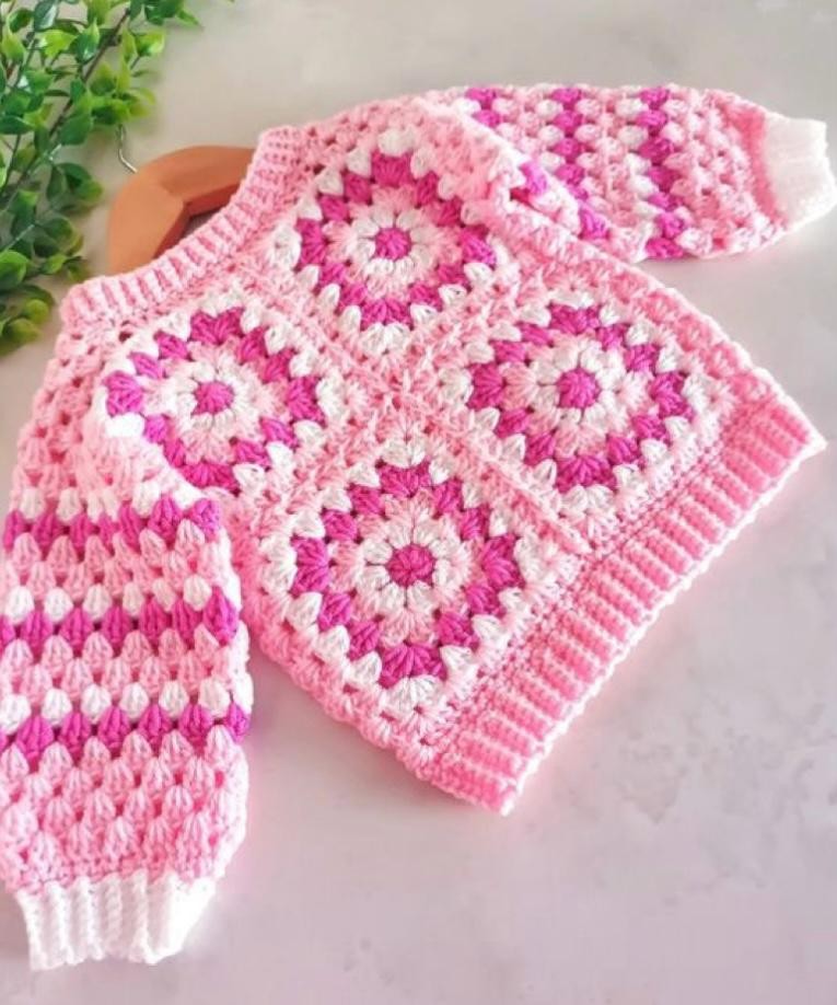 Kız Çocuk Pembe Motif Kazak 