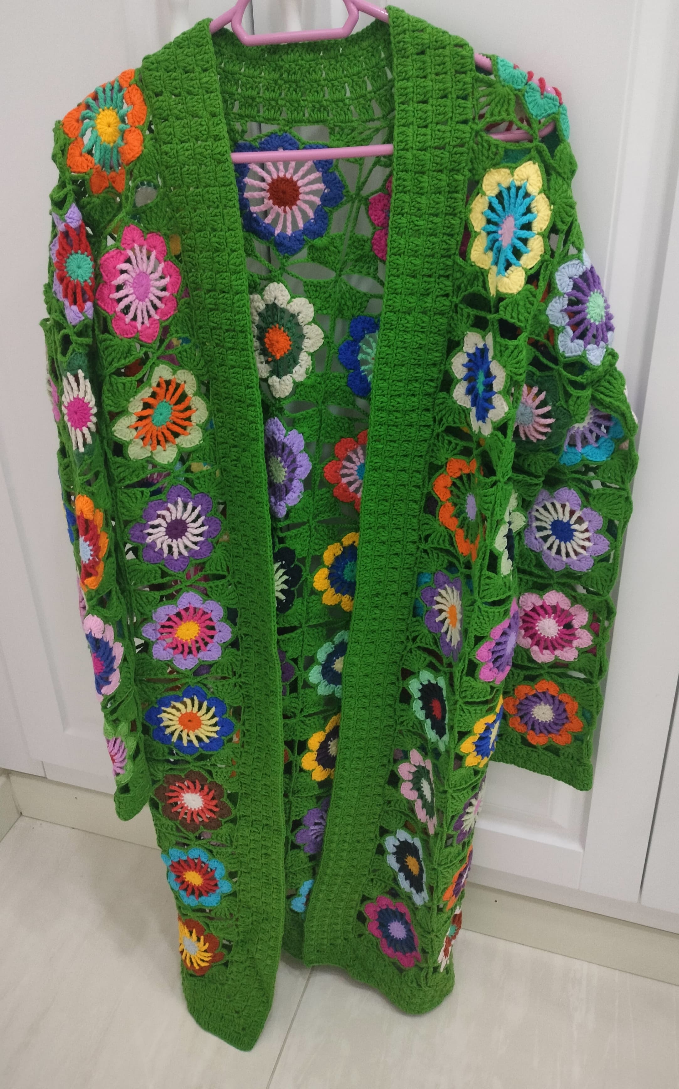 El Yapımı Uzun Hırka Yeşil 