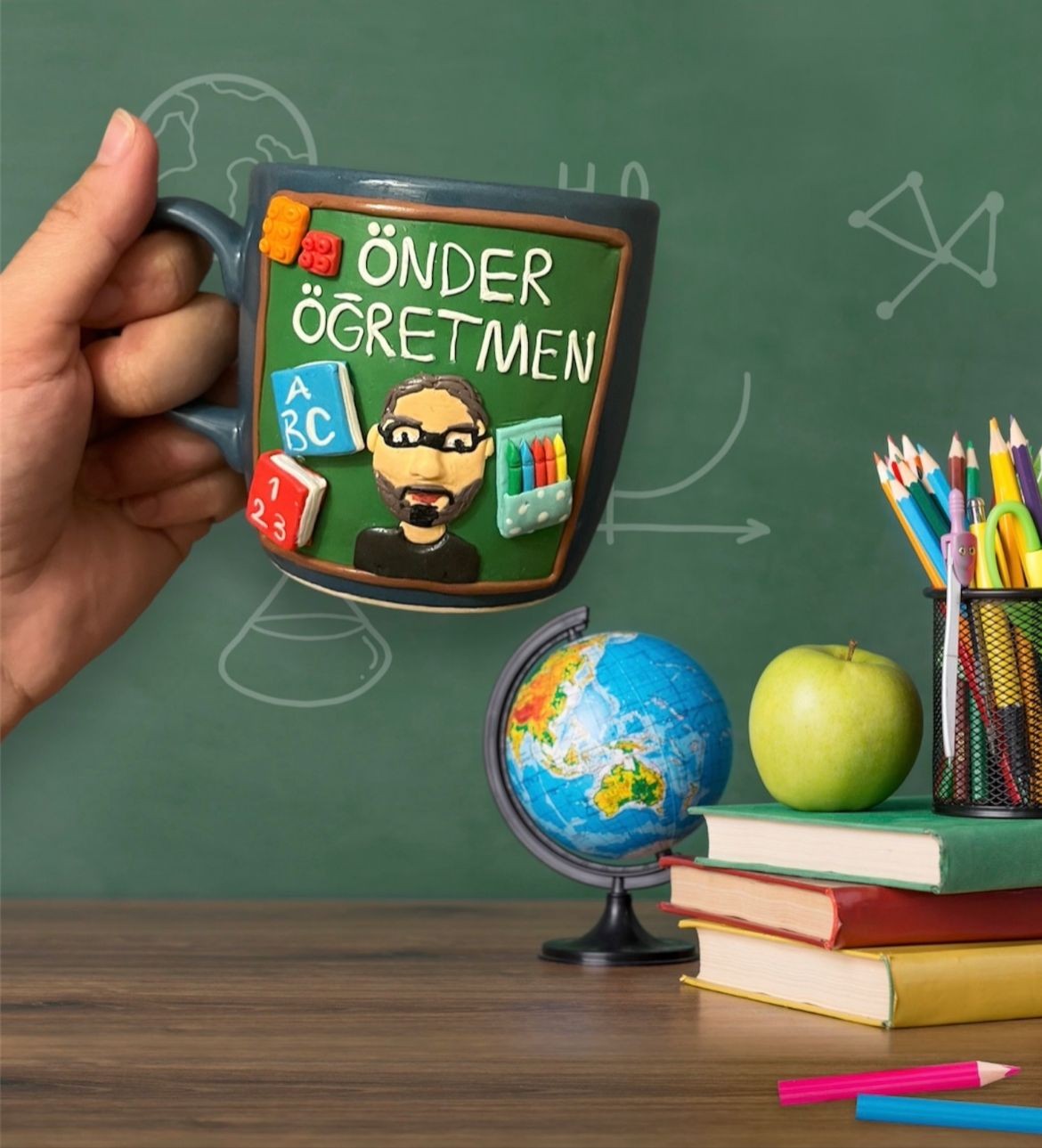 Erkek Öğretmen Seramik Kupa El Yapımı 