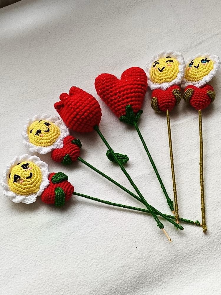 Amigurumi Çiçek Kalp Set 