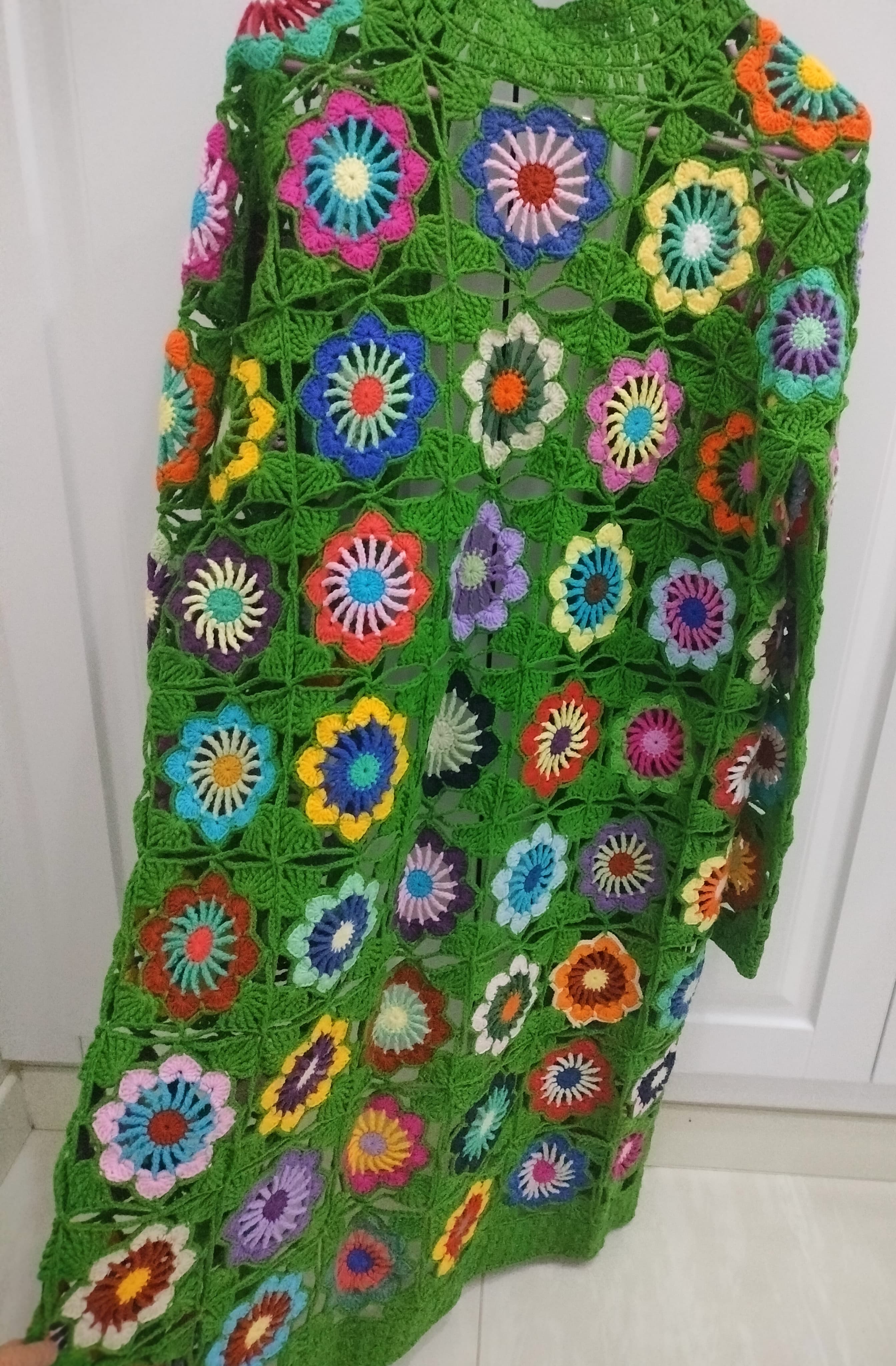 El Yapımı Uzun Hırka Yeşil 