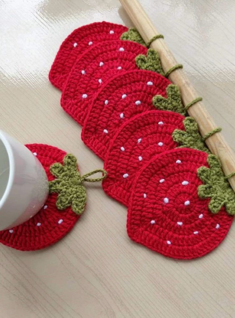 6lı Çilek Bardak Altlığı Set 
