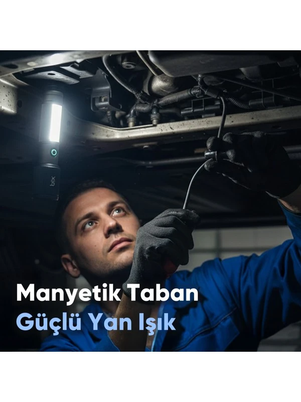 Flashlight BX2153FL 7W LED, Max. 330 Lümen Parlaklık ve 325 Metreye Kadar Menzilli 2000mAh Şarj Edilebilir Manyetik Cob LED Gövdeli Kompakt El Feneri