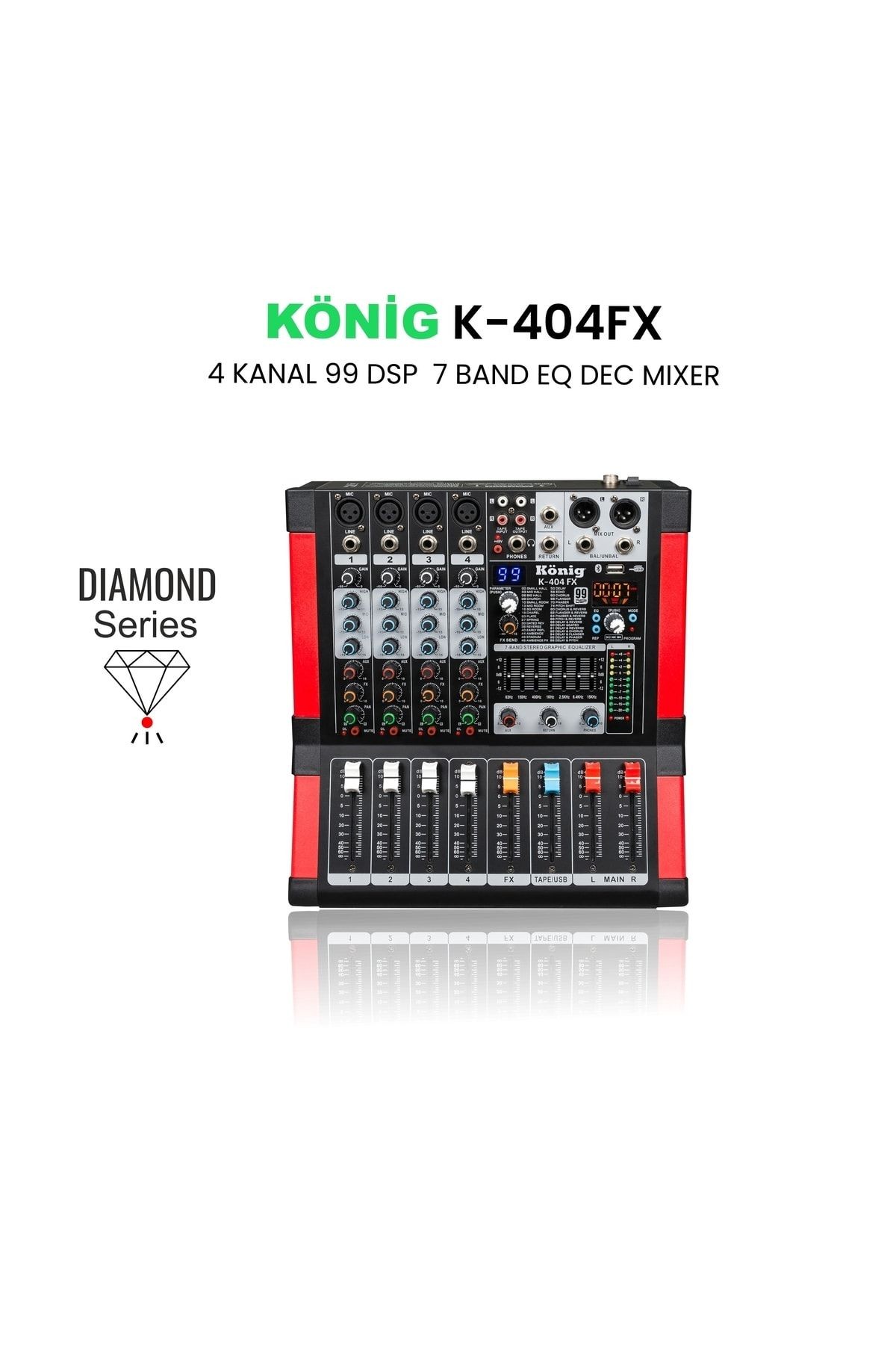 K-404 Fx 4 Kanal 7 Band Equalizer Diamond Serisi Dec Mixer