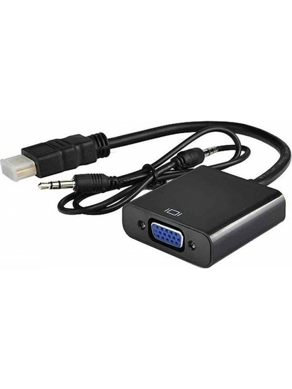 HDMI To VGA Dönüştürücü Adaptör + Ses Kablo Destekli