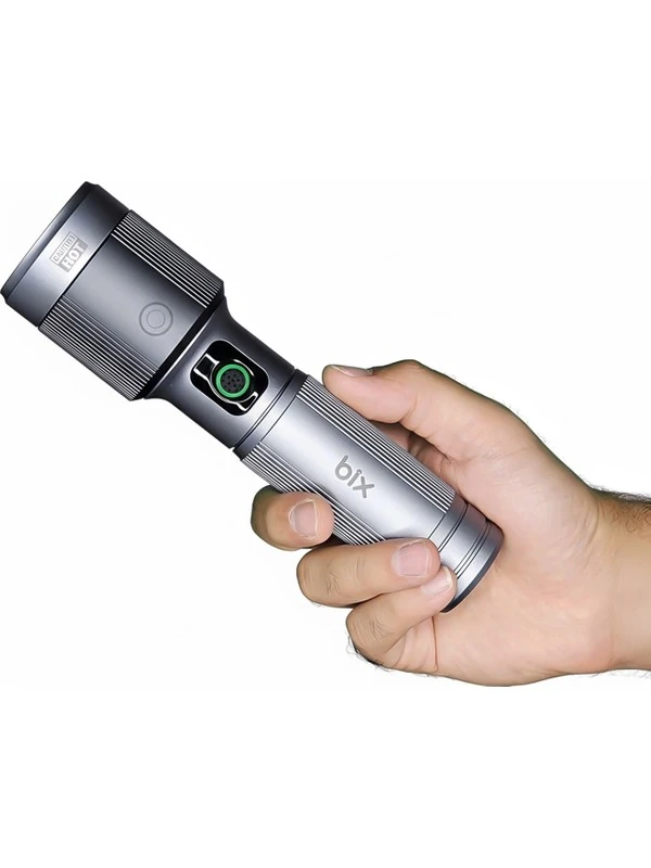 Flashlight BX5141FL 30W LED, Max. 1450 Lümen Parlaklık ve 690 Metreye Kadar Menzilli 2200mAh Şarj Edilebilir LED Bildirimli Kompakt El Feneri