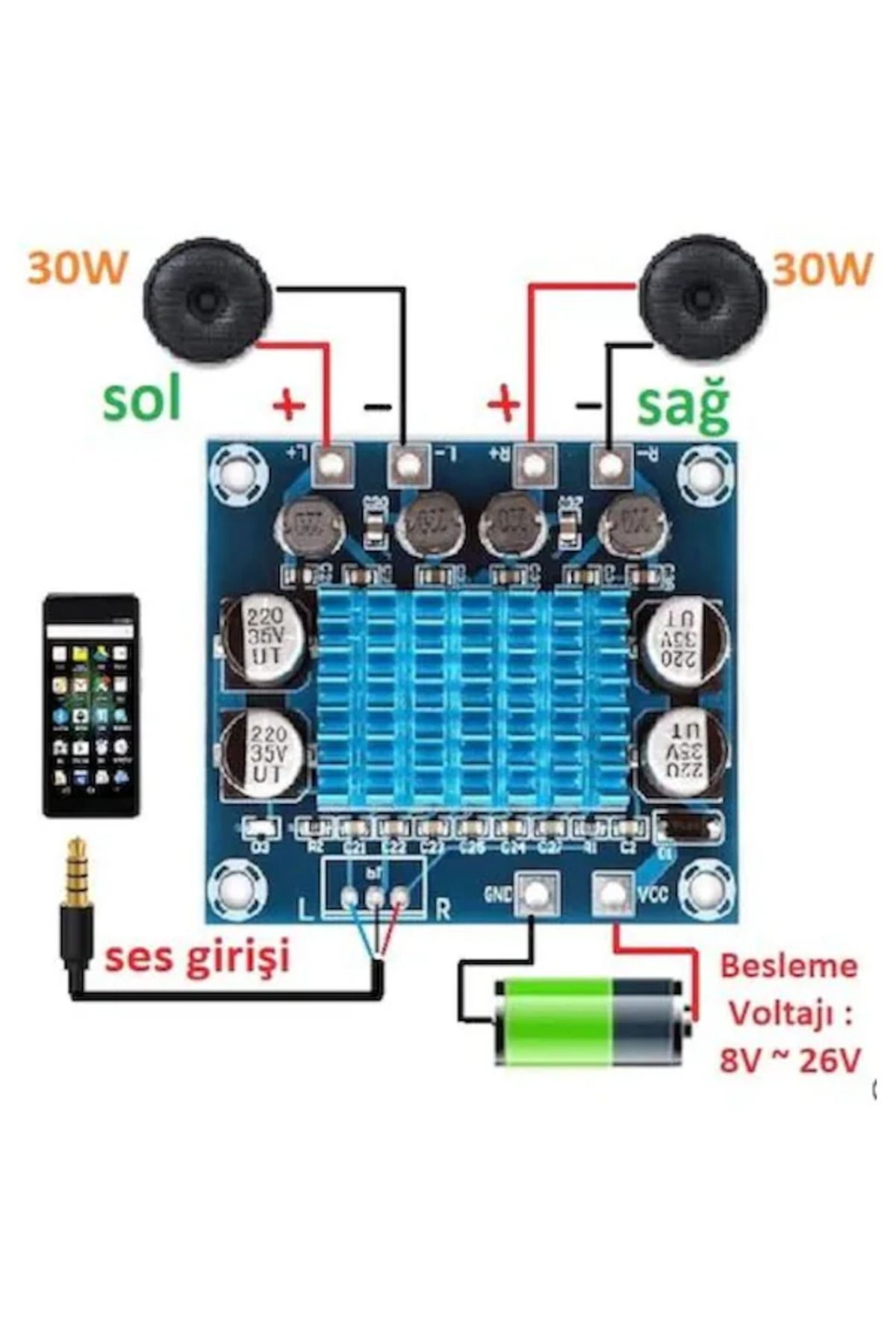 Tpa3110 Anfi Devresi Dijital Amplifikatör 2X30W Xh-A232