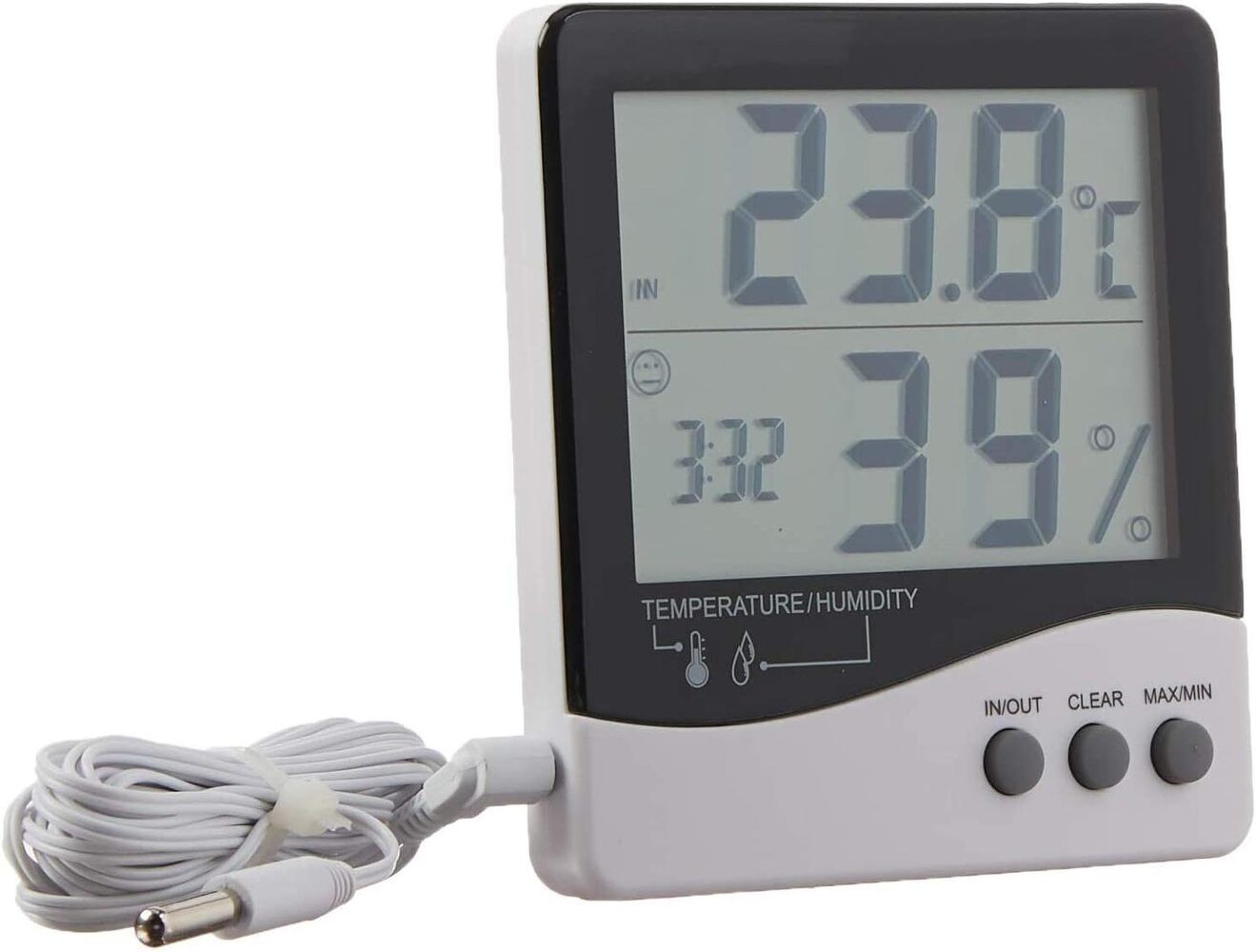 Büyük Ekran Dijital Termometre - Nem Ölçer - Saat / Thermometer / Hygrometer