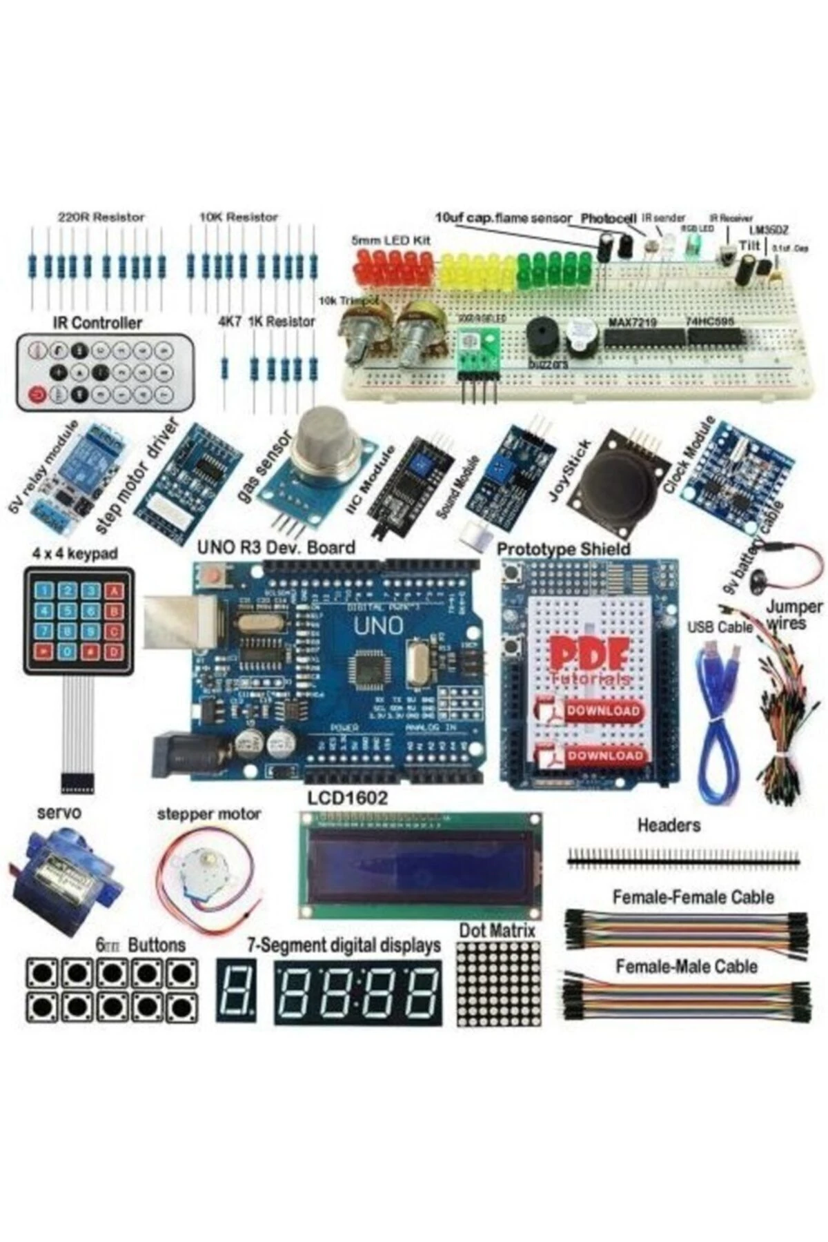 Arduino Uno R3 Ultimate Başlangıç Seti Kutulu 190 Parça 395 Adet Set
