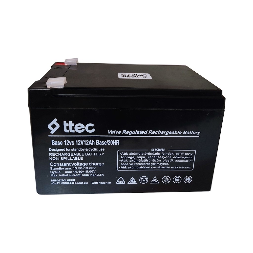 Ttec 12V 12AH Bakımsız Kuru Akü - 12 Volt 12 Amper Akü