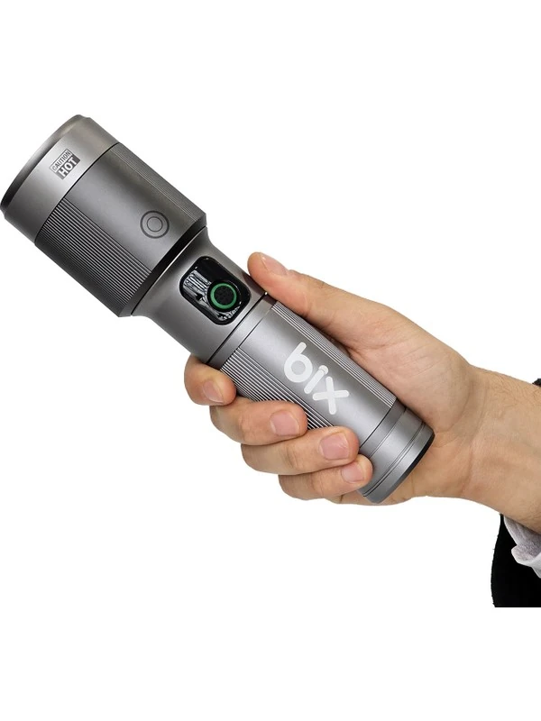 Flashlight BX5101FL 60W LED, Max. 2300 Lümen Parlaklık ve 850 Metreye Kadar Uzun Menzilli, Şarj Edilebilir, LED Güç Göstergeli ve Çok Modlu Kompakt El Feneri