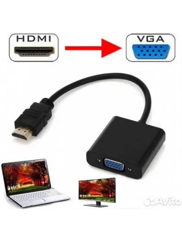 HDMI To VGA Dönüştürücü Adaptör + Ses Kablo Destekli