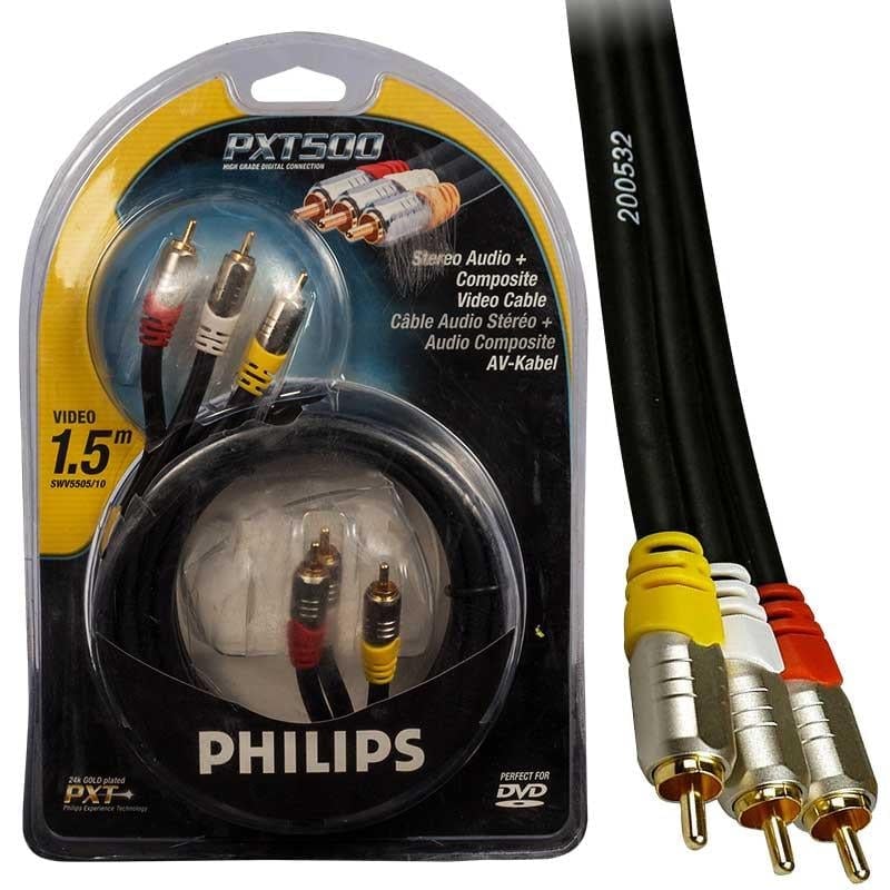 Philips SWV5505/10 3 Rca / 3 Rca 1.5 Metre Kompozit Av Kablo