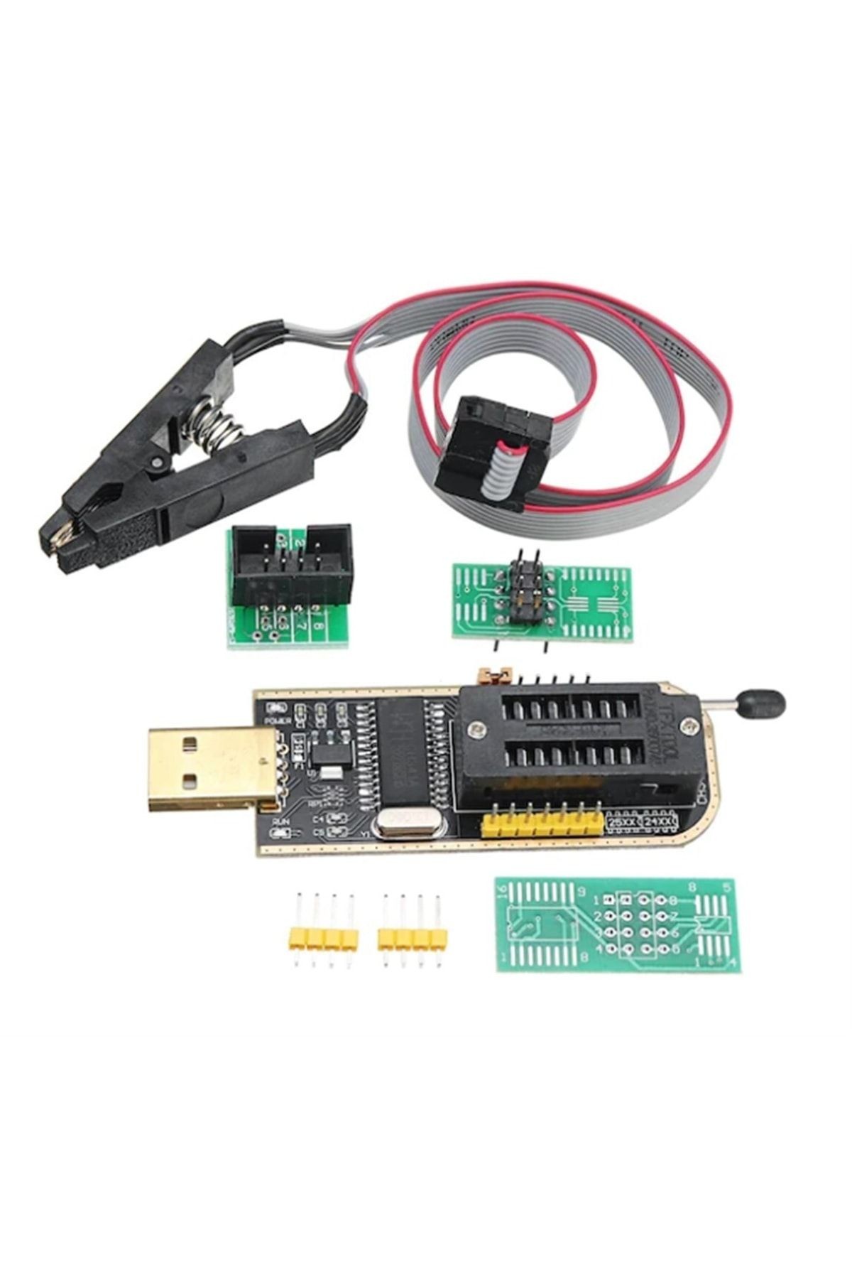 Usb Bios Flash Eeprom Programlayıcı Ch341a + Soıc8 Sop8 Test Klipsi