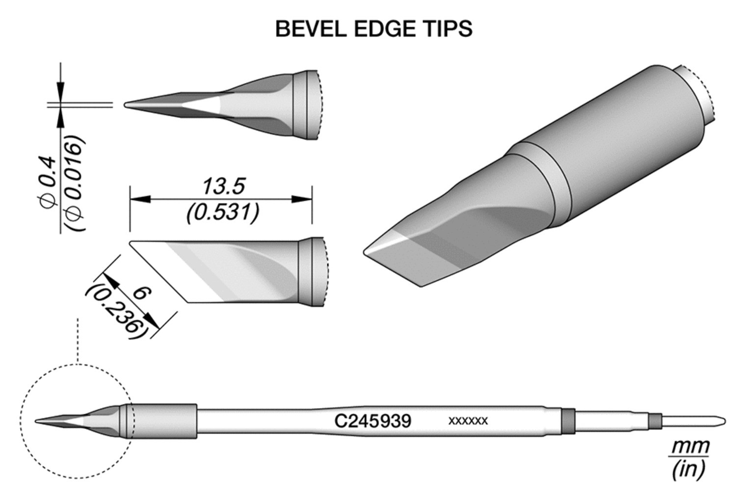 JBC C245-939 • Havya Ucu Ø 6 mm x 0.4 mm