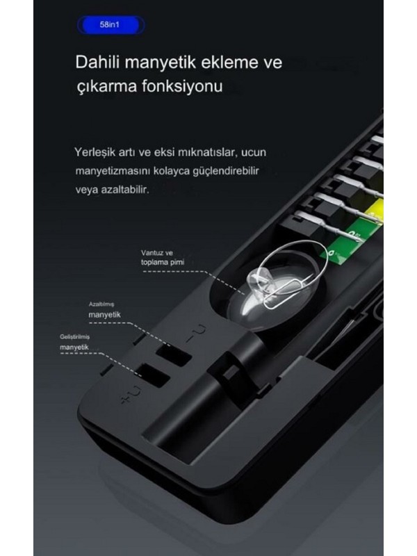 UFTOOLS KS-882058 58 Parça Bits Uçlu Şarjlı Tornavida Tamir Seti