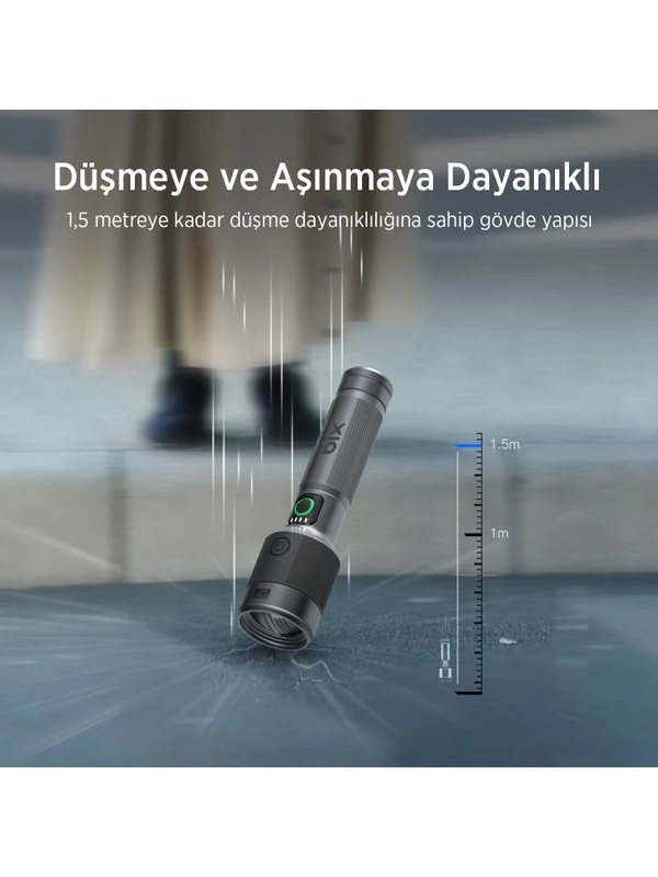 Flashlight BX5141FL 30W LED, Max. 1450 Lümen Parlaklık ve 690 Metreye Kadar Menzilli 2200mAh Şarj Edilebilir LED Bildirimli Kompakt El Feneri