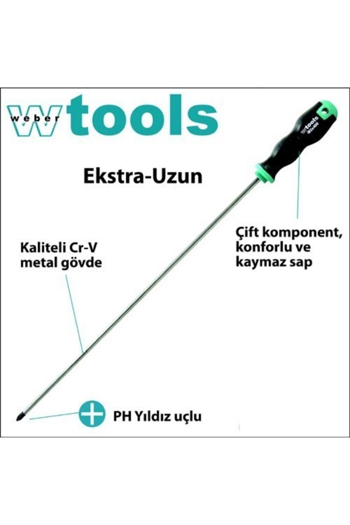 Weber Tools Extra Uzun Yıldız Uçlu Tornavida PH1x400 MM