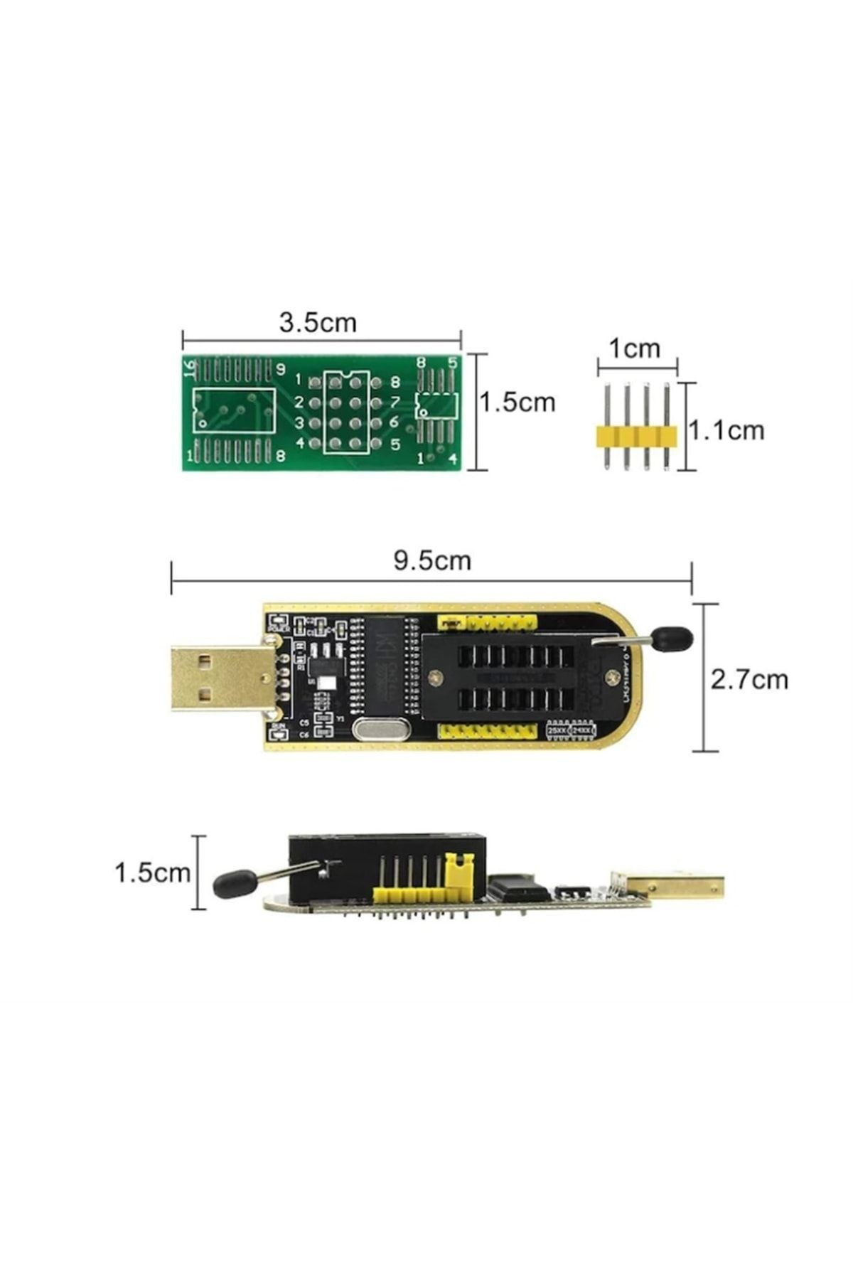 Usb Bios Flash Eeprom Programlayıcı Ch341a + Soıc8 Sop8 Test Klipsi