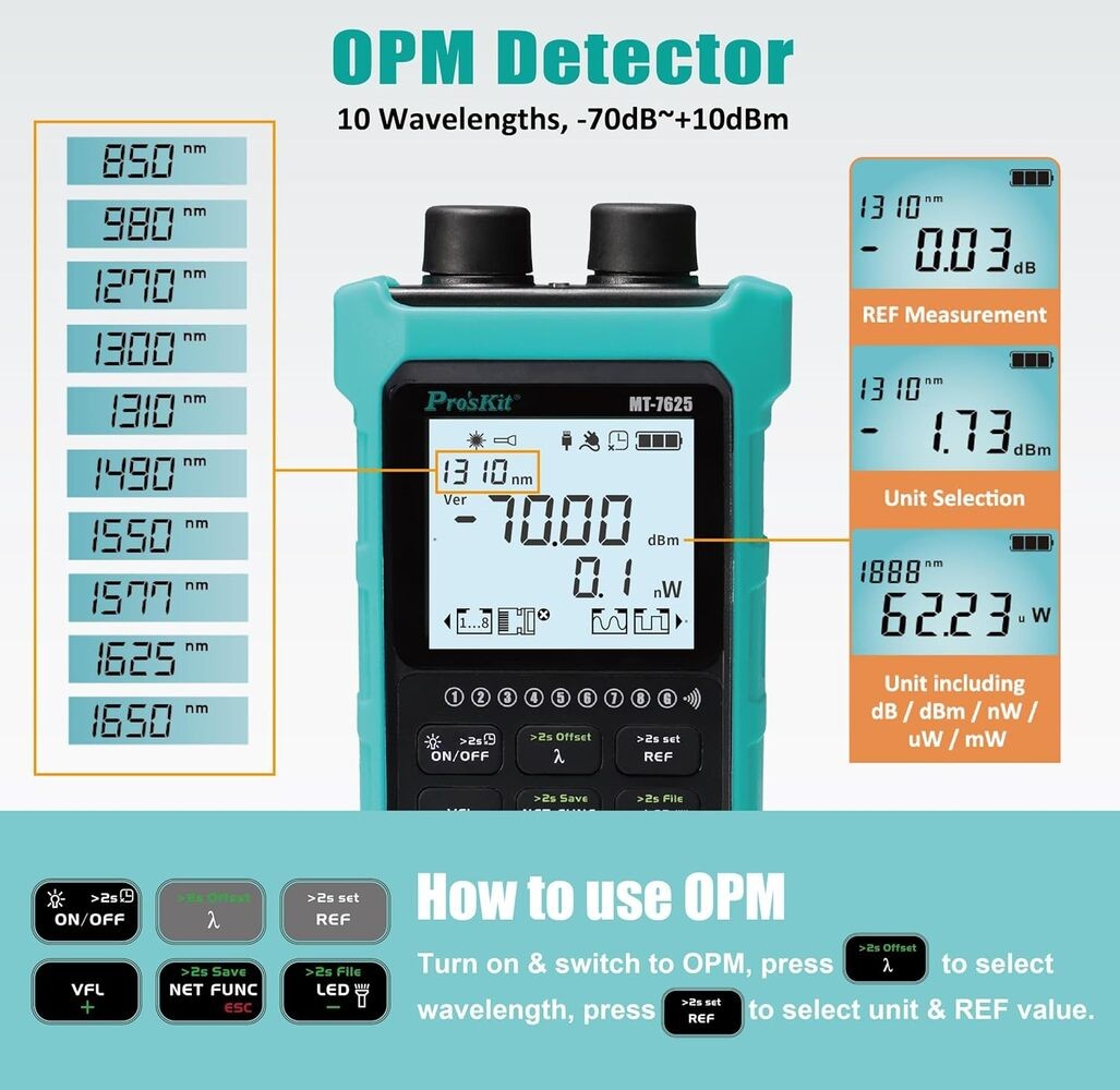 MT-7625 Optik Güç Ölçer ve Lan Kablo Test Cihazı