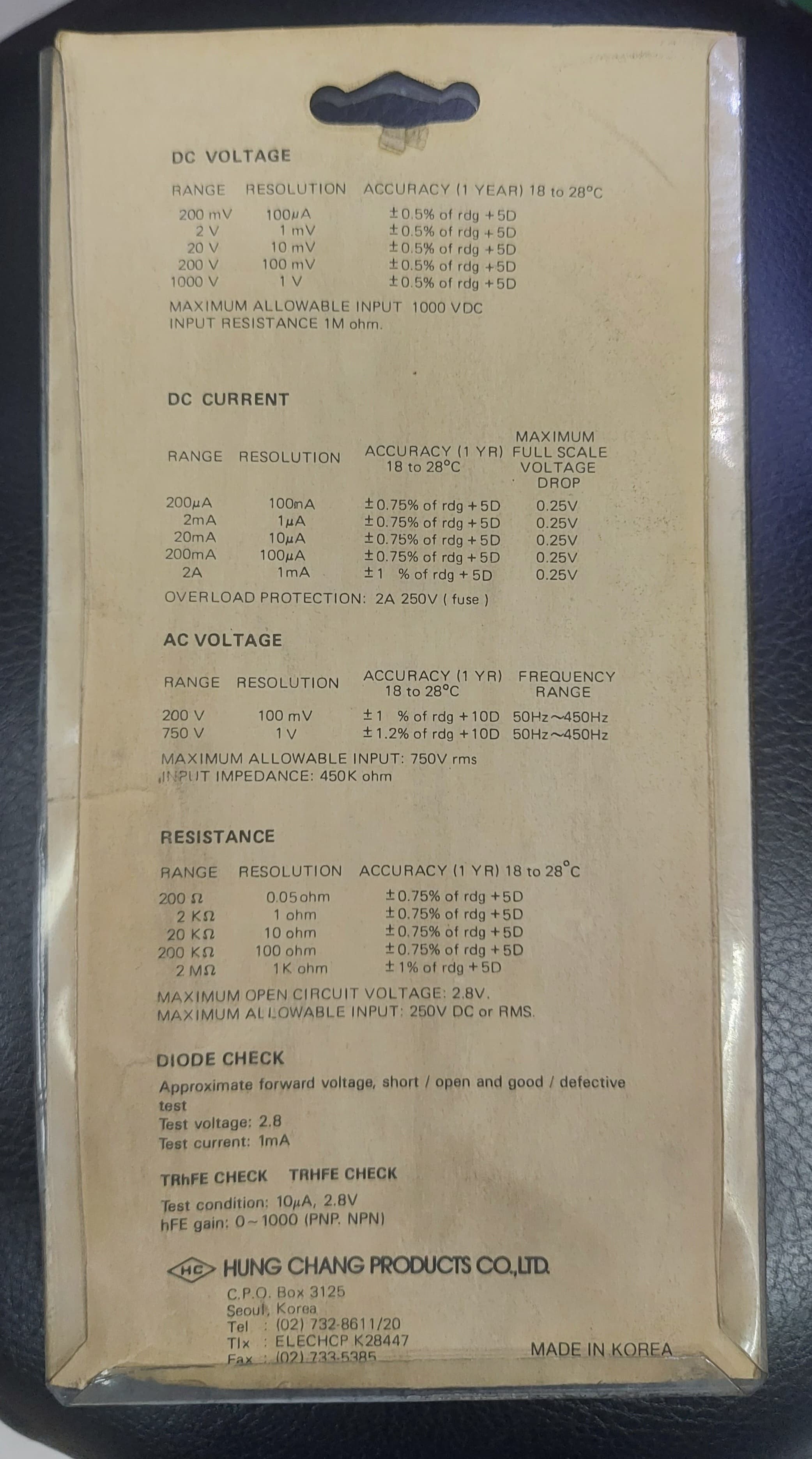 HC ( HUNG CHANG ) DM303TR Multimetre Dijital Ölçü Aleti - Kore Malı Üst Kalite