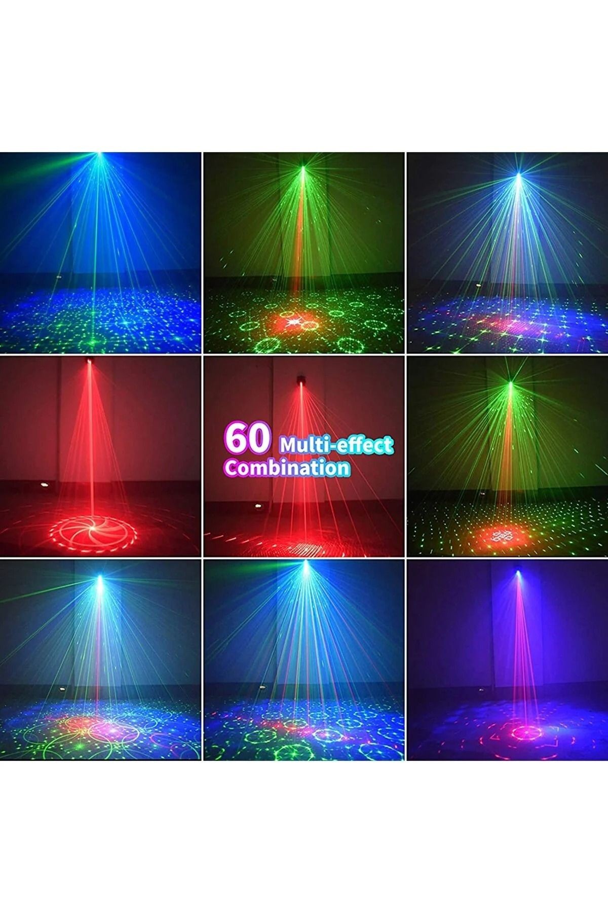 DİSKO LAZER PROJEKTÖR SES KONTROLLÜ RGB LED AYDINLATMALI MİNİ SAHNE PARTİ LAZER SHOW