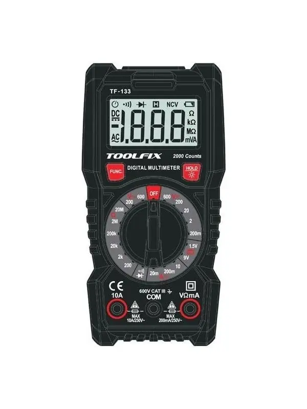 Toolfıx TF133 Işıklı Dijital Multimetre - toolfıx - Ceta