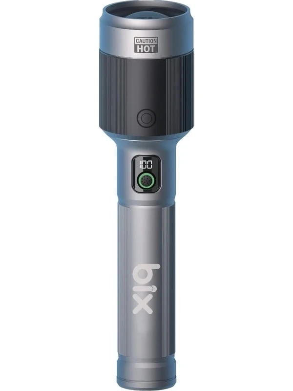 Flashlight BX5102FL 60W LED, Max. 3000 Lümen Parlaklık ve 1000 Metreye Kadar Uzun Menzilli, Şarj Edilebilir, LED Güç Göstergeli ve Çok Modlu Kompakt El Feneri