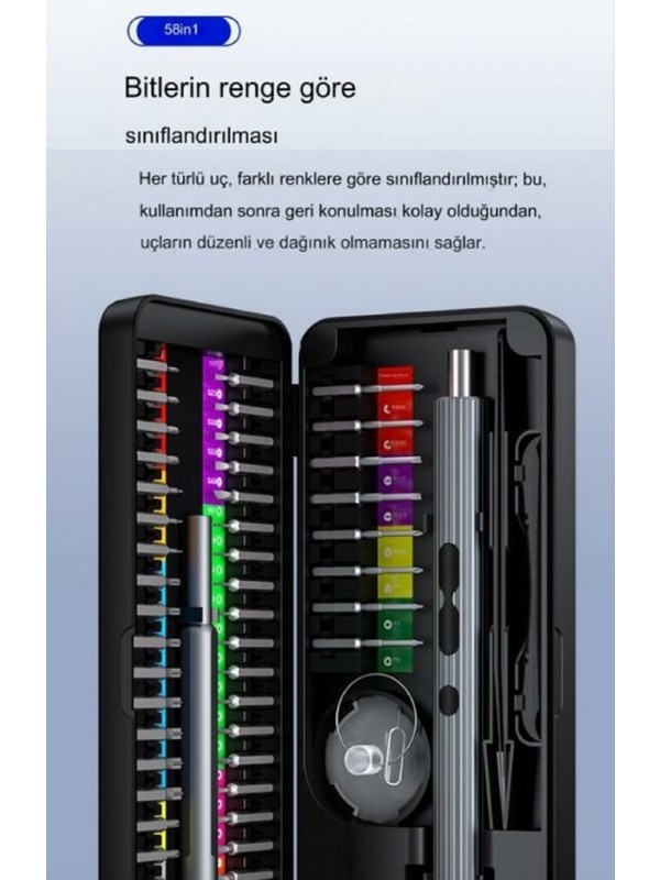 UFTOOLS KS-882058 58 Parça Bits Uçlu Şarjlı Tornavida Tamir Seti