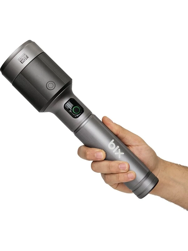 Flashlight BX5102FL 60W LED, Max. 3000 Lümen Parlaklık ve 1000 Metreye Kadar Uzun Menzilli, Şarj Edilebilir, LED Güç Göstergeli ve Çok Modlu Kompakt El Feneri