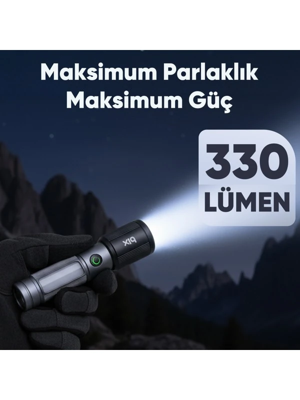 Flashlight BX2153FL 7W LED, Max. 330 Lümen Parlaklık ve 325 Metreye Kadar Menzilli 2000mAh Şarj Edilebilir Manyetik Cob LED Gövdeli Kompakt El Feneri