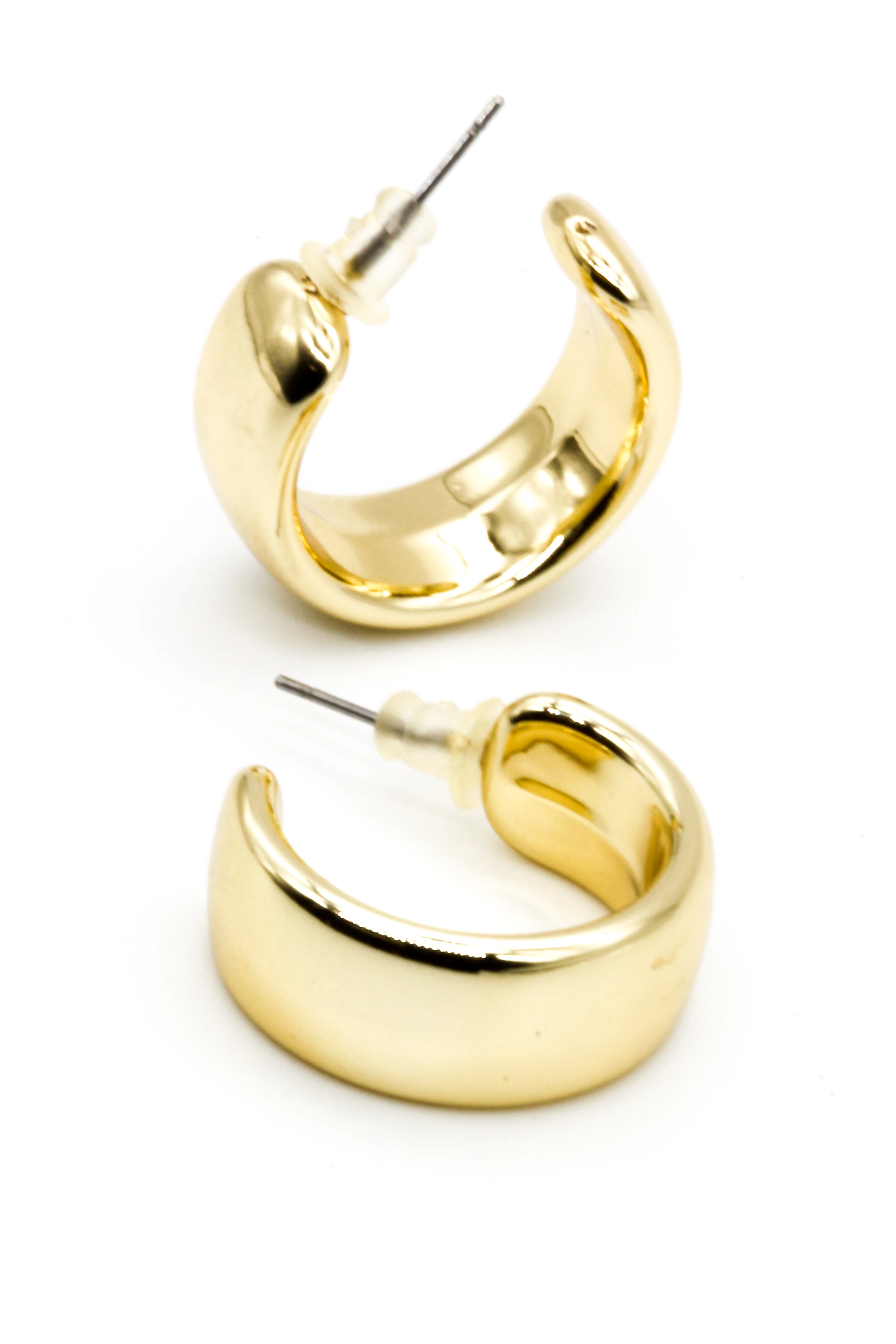 Düz Geniş Halka Küpe - Gold