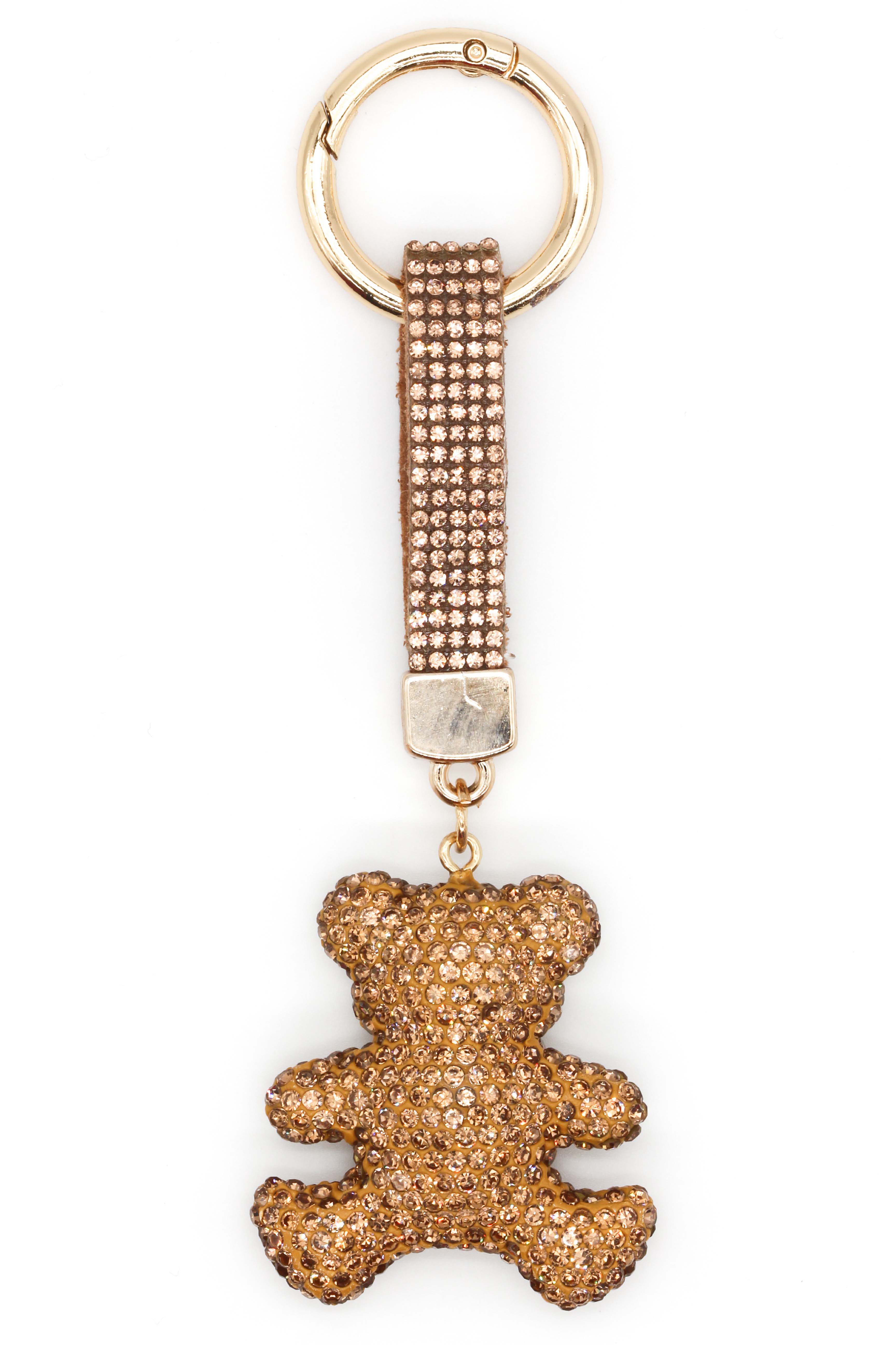 Taşlı Ayıcıklı Anahtarlık - Gold