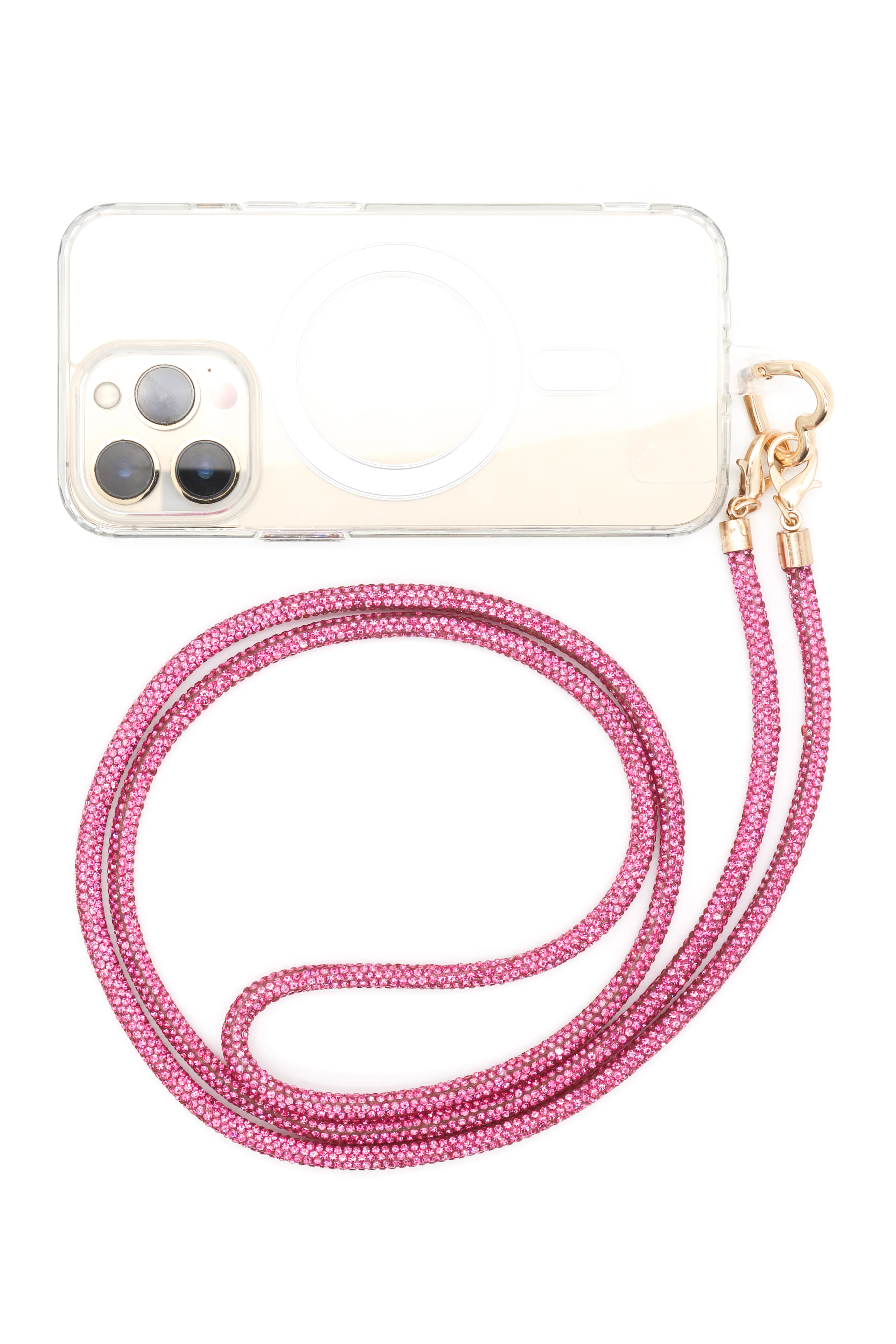 Taşlı Telefon Askısı - Pembe