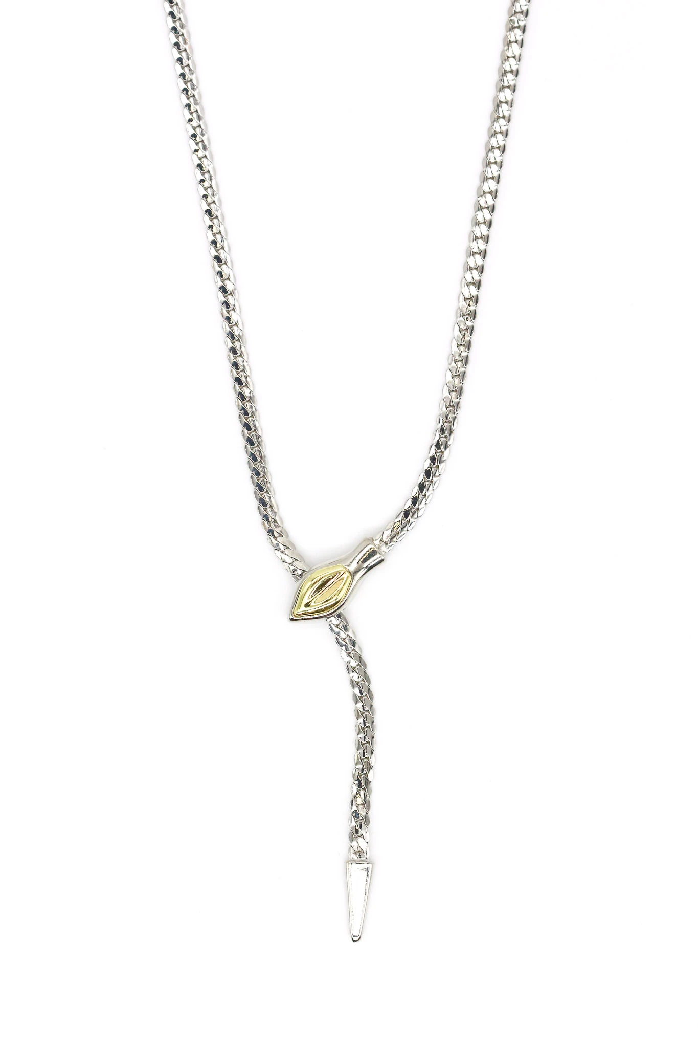 Çelik Yılan Figürlü Geniş Zincir Kolye