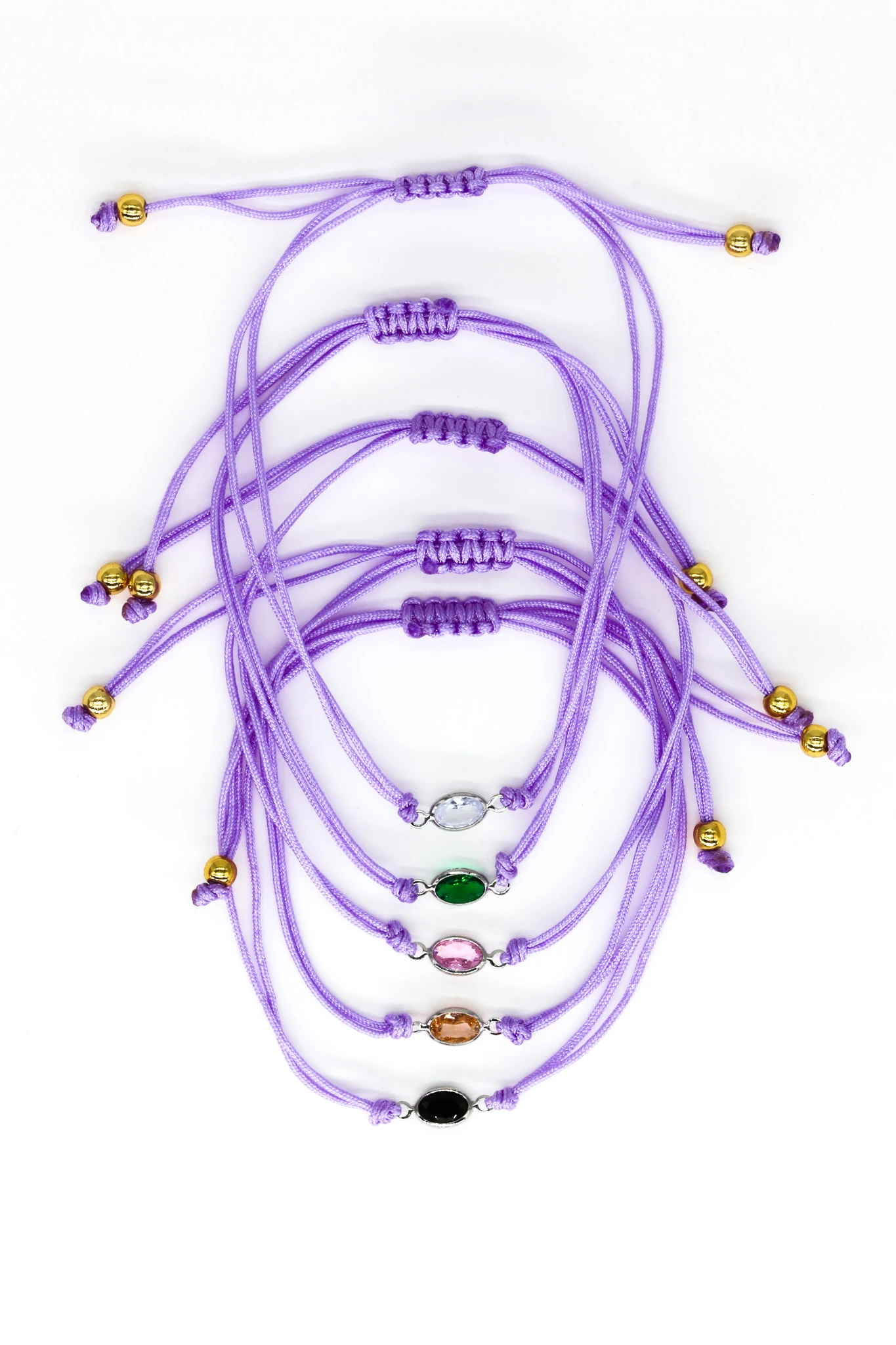 Makrome Lila İpli Asansör 12li Set Bileklik,Boncuklu,Renkli Taşlı