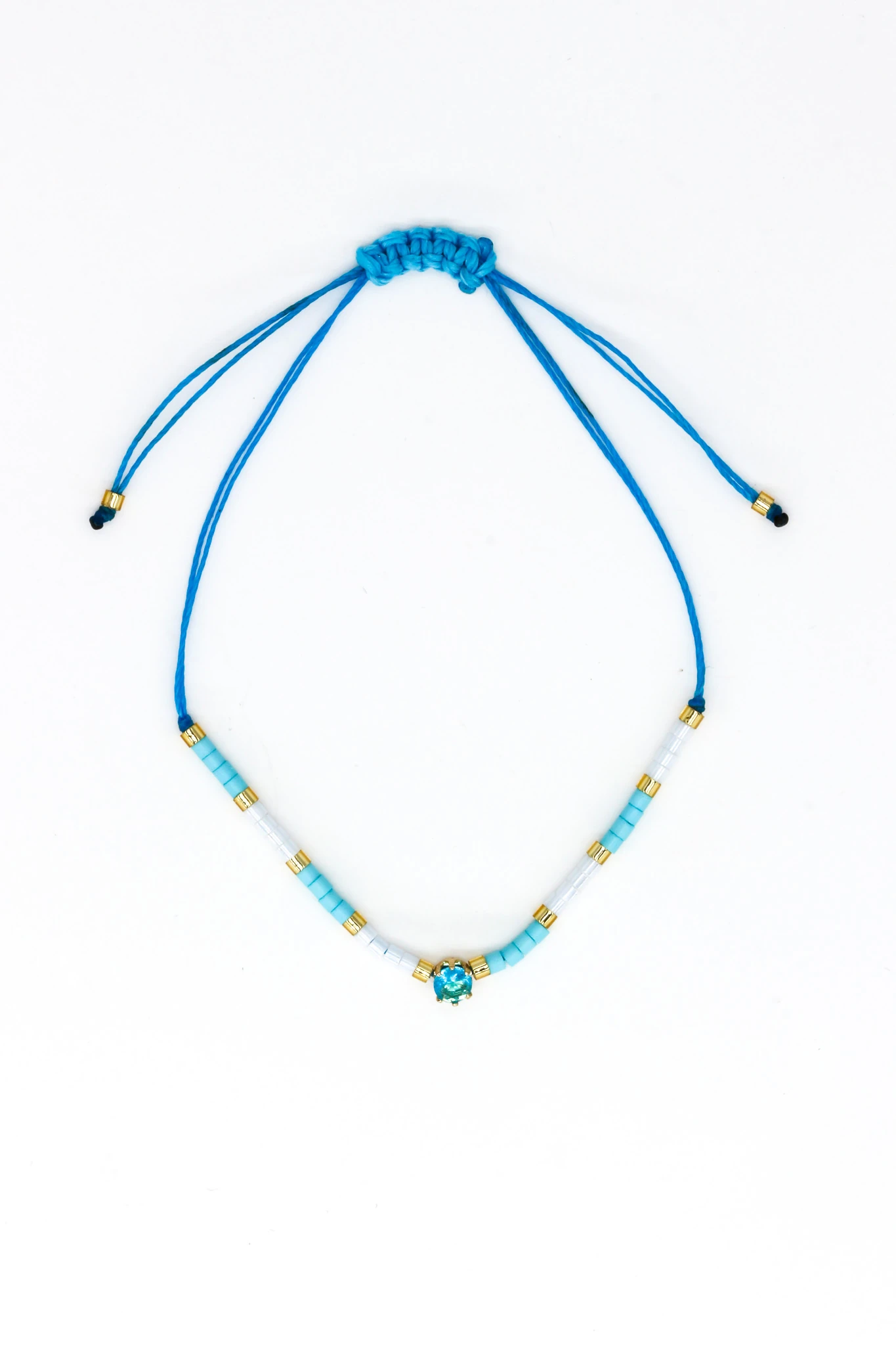 Makrome Mavi İpli Asansör 12li Set Bileklik,Boncuklu,Mavi Tektaşlı